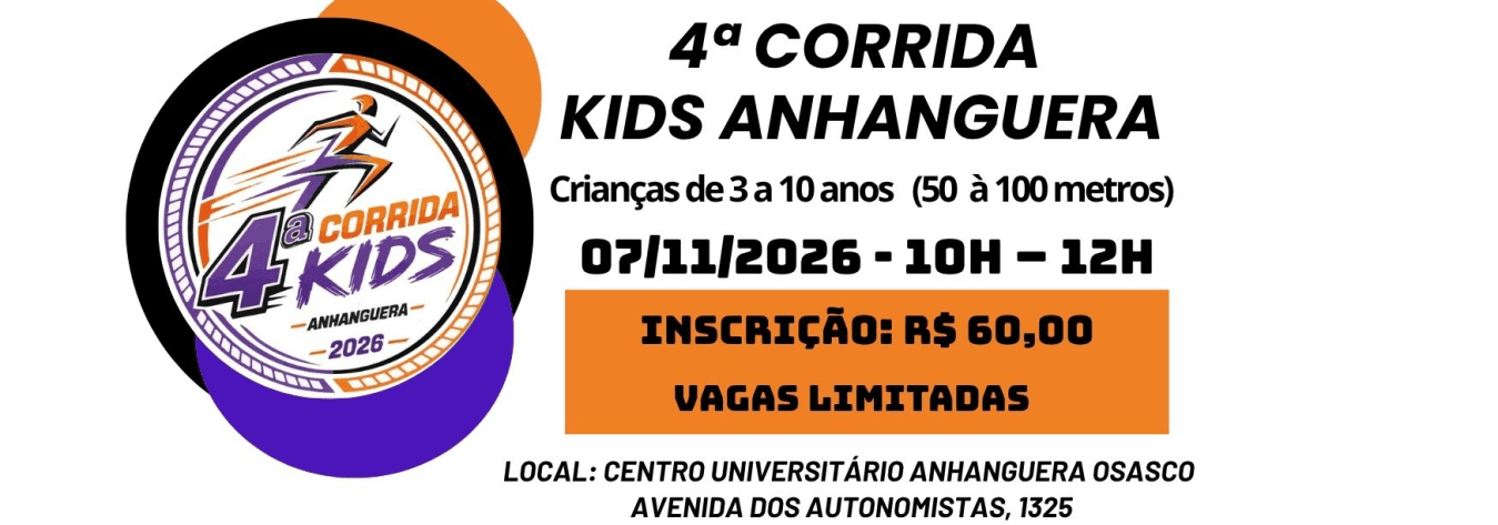 Imagem de divulgação: 4 Corrida Kids Anhanguera