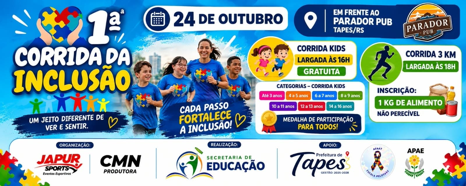 Imagem de divulgação: 1º Corrida da Inclusão Afaat- Tapes Rs