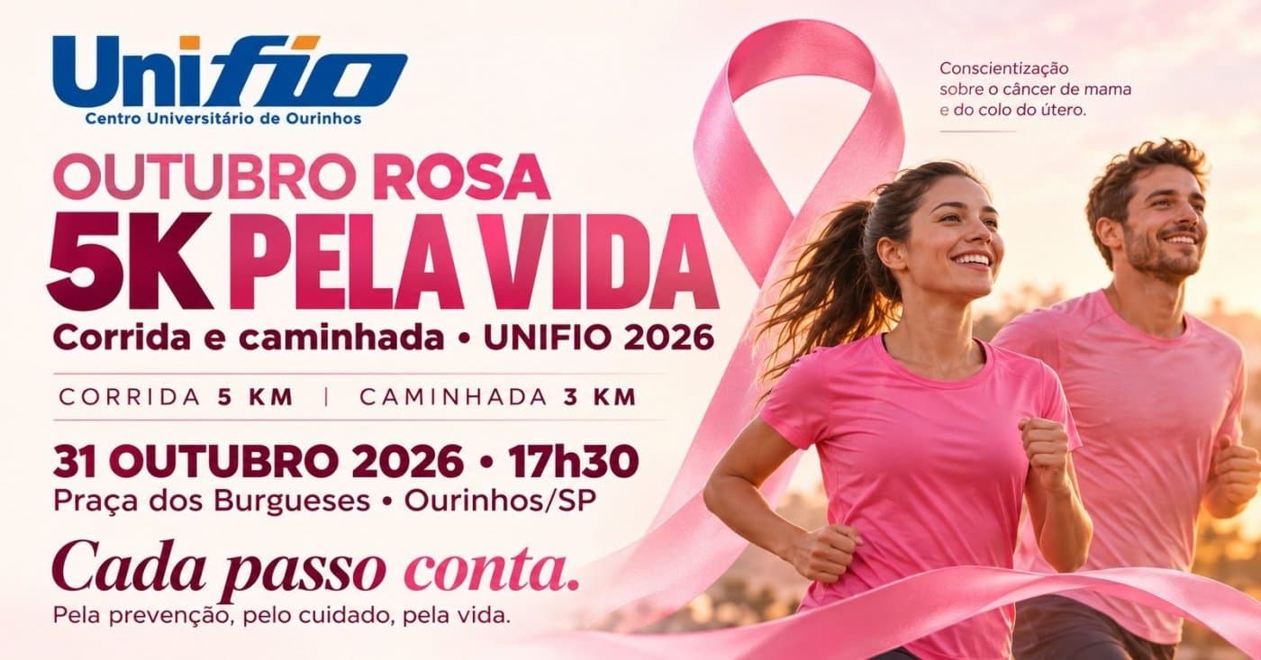 Imagem de divulgação: 5K Pela Vida - Outubro Rosa UNIFIO 2026