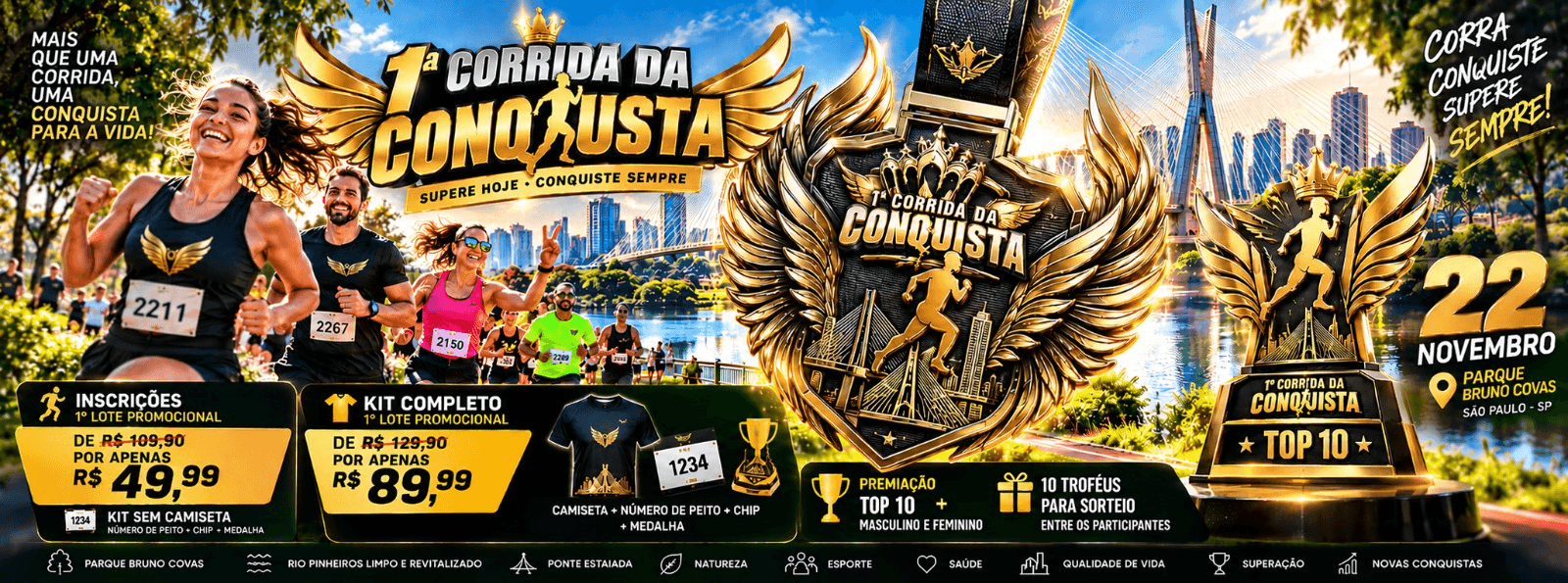 Imagem de divulgação: 1ª Corrida da Conquista