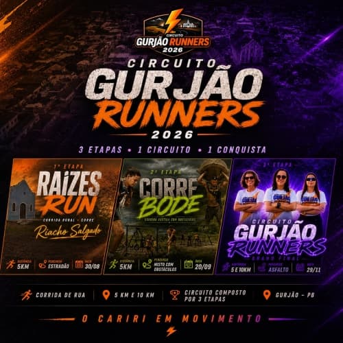 Imagem de divulgação: Circuito Gurjão Runners 2026 - 3ª Etapa