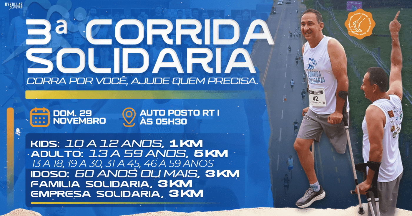 Imagem de divulgação: 3ª Corrida Solidária de São Miguel do Guaporé - Ro